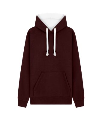 Urban Hoodie with ipod and phone pocket - Burgundy/Ecru / XS