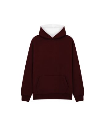 Urban Hoodie with ipod and phone pocket - Burgundy/Ecru / 3/4