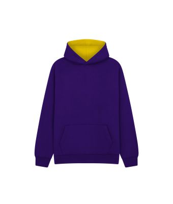 Urban Hoodie with ipod and phone pocket - Purple/Yellow / 3/4