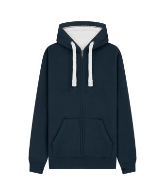 Peach Finish Full Zip Hood with Phone Pocket & Thumb Holes - French Navy / XS