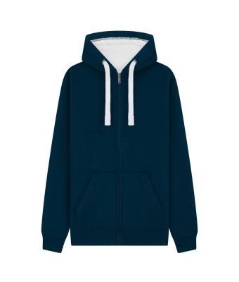 Peach Finish Full Zip Hood with Phone Pocket & Thumb Holes - Oxford Navy / XS